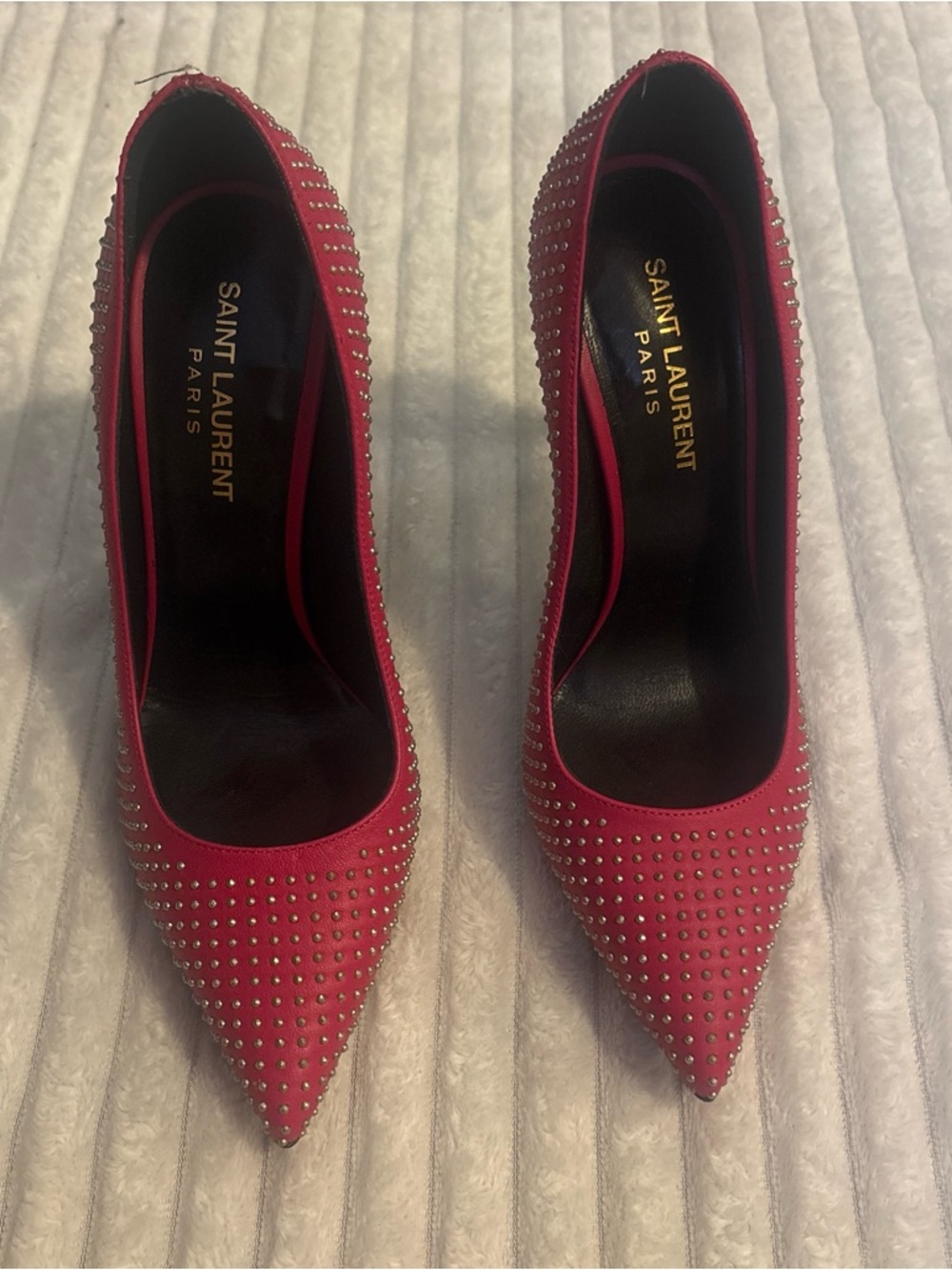 Saint Laurent Studded Hot Pink Studded Pumps